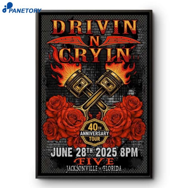 Drivin N Cryin St. Jacksonville FL Jun 28 2025 Tour Poster