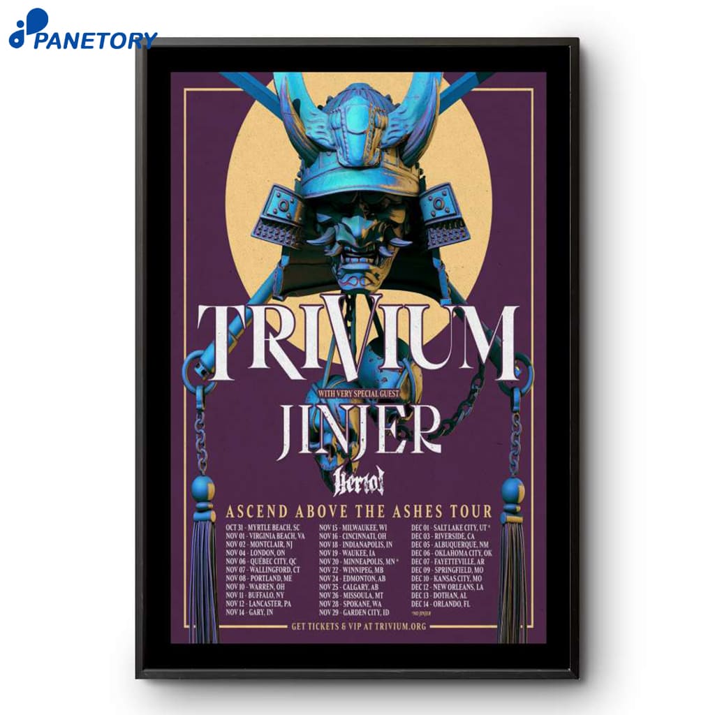 Trivium 2025 Ascend Above The Ashes Tour Poster 2 Trivium 2025 Ascend Above The Ashes Tour Poster