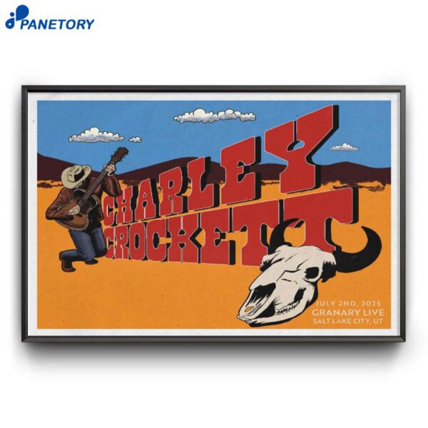Charley Crockett Granary Salt Lake City UT 7-2-2025 Poster