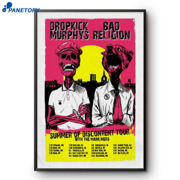 Dropkick Murphys Summer Of Discontent Tour 2025 Poster