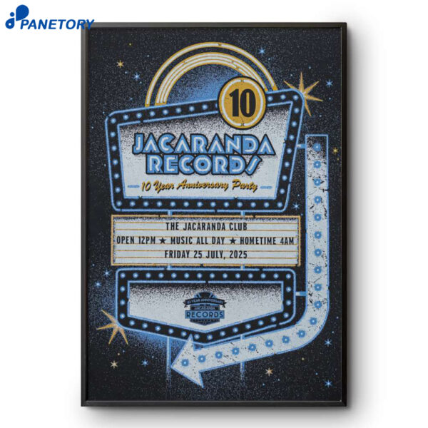 Jacaranda Records 10th Birthday Party Jul 25 2025 Liverpool UK Poster