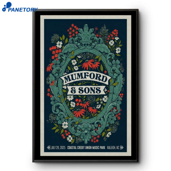 Mumford & Sons Raleigh NC 2025 Poster