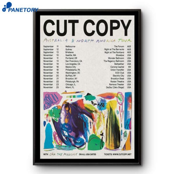 Cut Copy 2025 Tour Australia & North American Poster