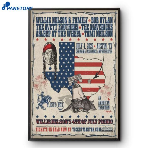 Willie Nelson And Family Germania Insurance Amphitheater Austin TX Jul 4 2025 Poster