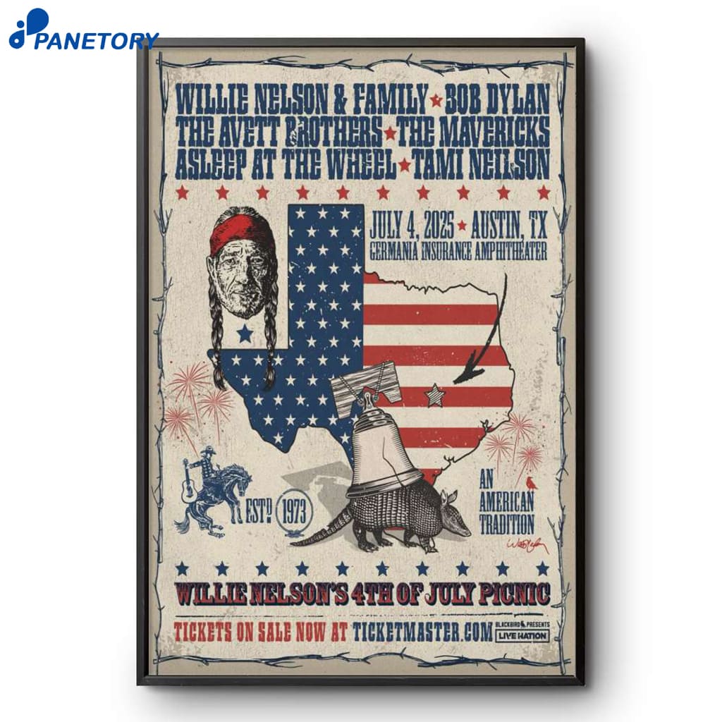 Willie Nelson And Family Germania Insurance Amphitheater Austin TX Jul 4 2025 Poster 2 Willie Nelson And Family Germania Insurance Amphitheater Austin Tx Jul 4 2025 Poster