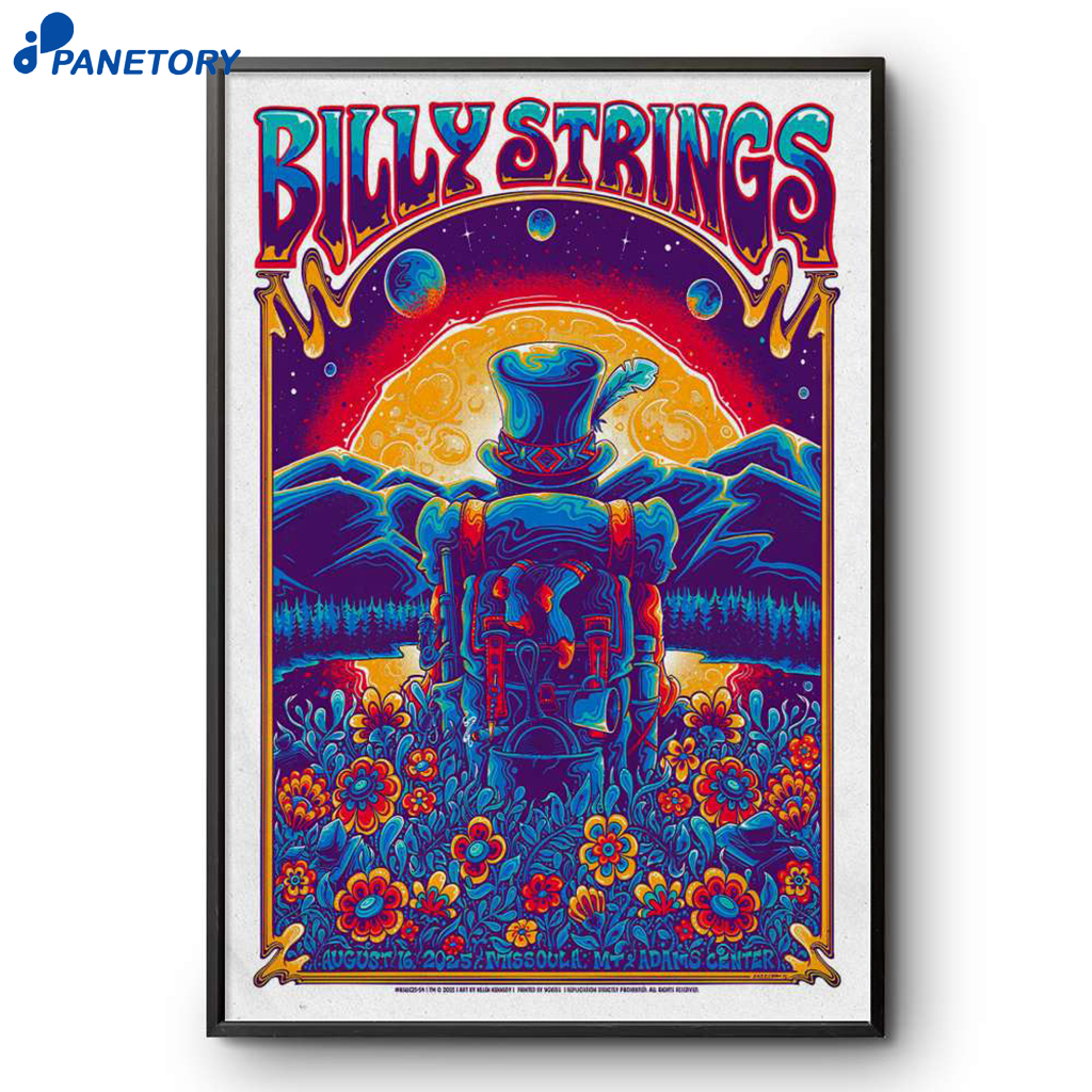 Billy Strings Missoula Aug 16 2025 MT Tour Poster 2 Billy Strings Missoula Aug 16 2025 Mt Tour Poster