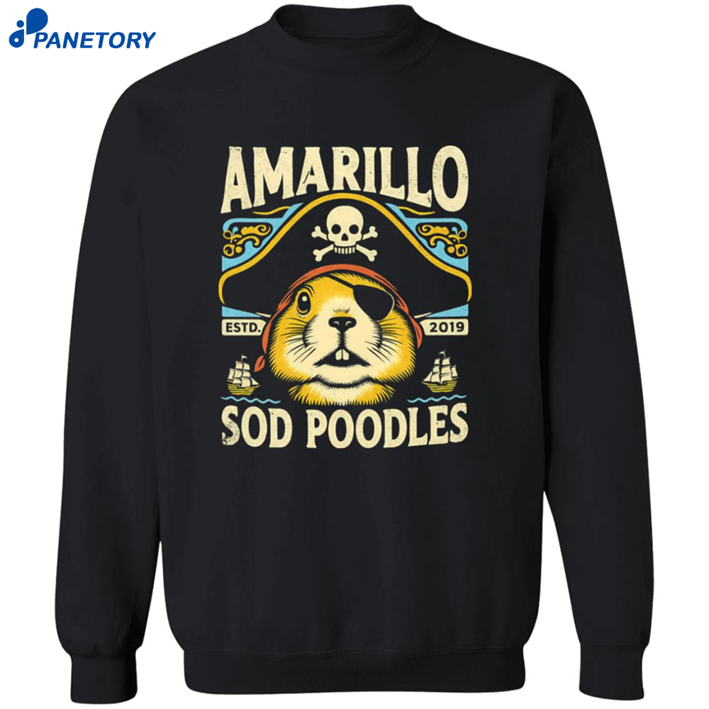 Amarillo Sod Poodles Black Prairie Dog Pirate Shirt 6 Amarillo Sod Poodles Black Prairie Dog Pirate Shirt 3