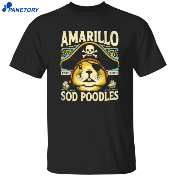 Amarillo Sod Poodles Black Prairie Dog Pirate Shirt