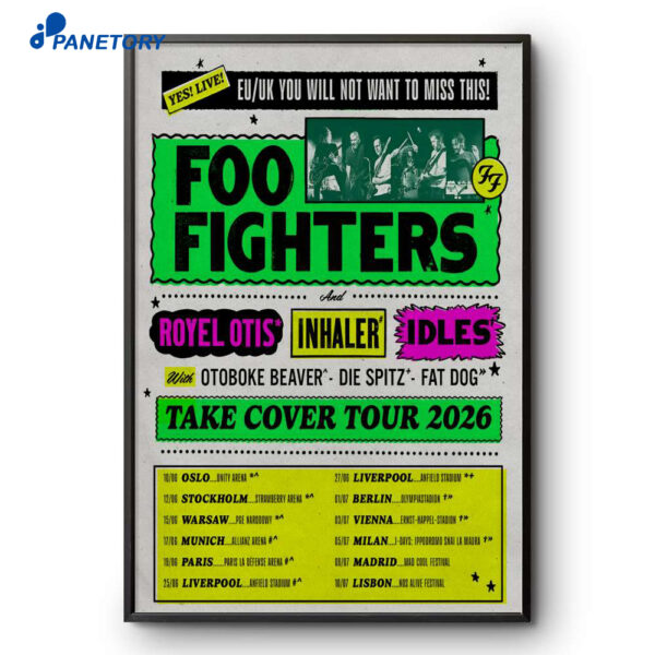 Foo Fighters 2026 Take Cover Tour Poster