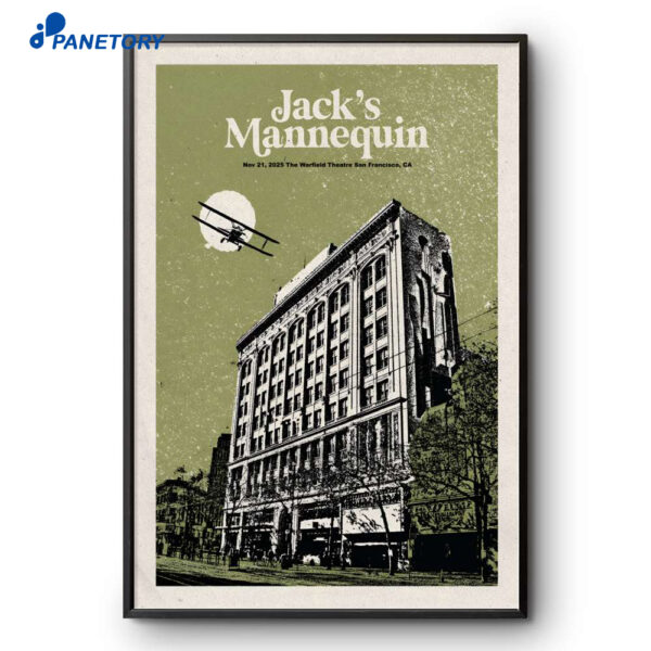 Jack's Mannequin The Warfield San Francisco CA Nov 21 2025 Poster