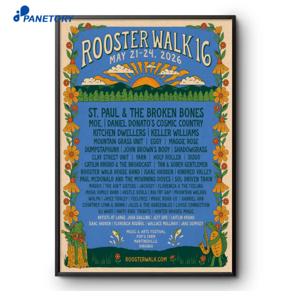 Rooster Walk 16 May 21-24 2026 Pop’s Farm Martinsville VA Poster