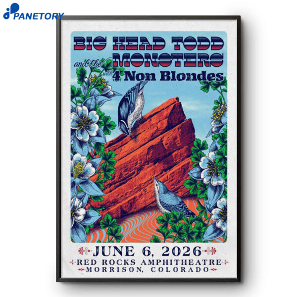 Big Head Todd And The Monsters Red Rocks Jun 6 2026 Poster