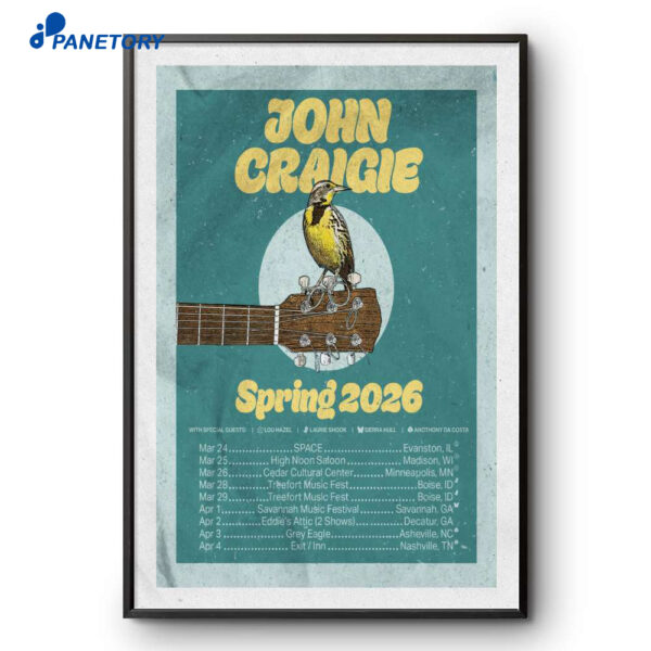 John Craigie Spring Tour 2026 Poster