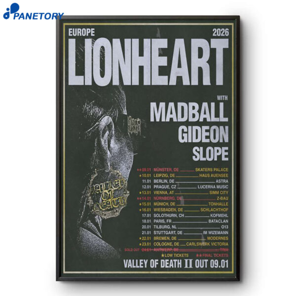 Lionheart Europe Shows 2026 Poster