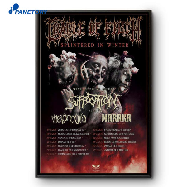 Suffocation Cradle Of Filth Splintered Winter Tour 2025 Poster