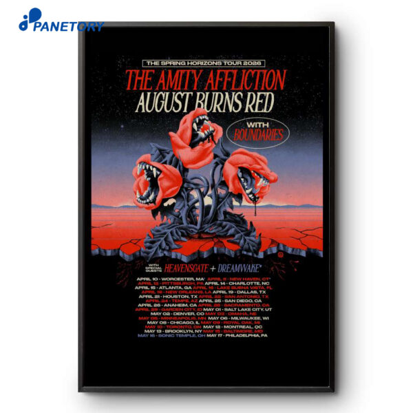 The Amity Affliction And August Burns Red North America Tour 2026 Poster