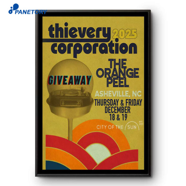 Thievery Corporation The Orange Peel Asheville Nc Dec 18-19 2025 Poster