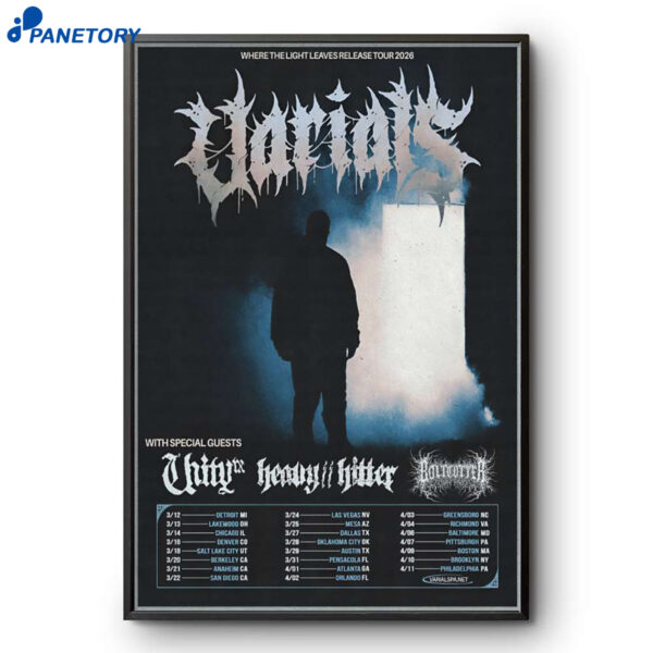 VARIALS Where The Light Leaves Release Shows 2026 Poster