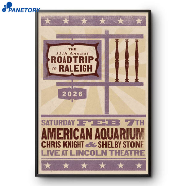 American Aquarium Tour Raleigh NC Feb 7 2026 Poster