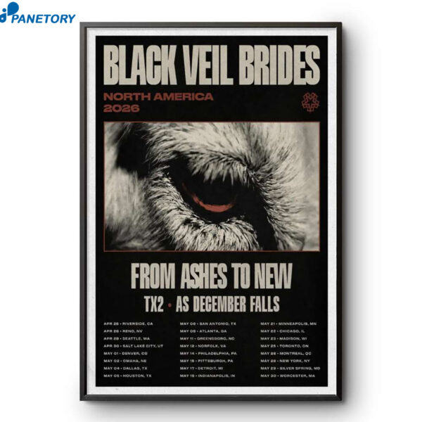 Black Veil Brides North American Tour 2026 Poster