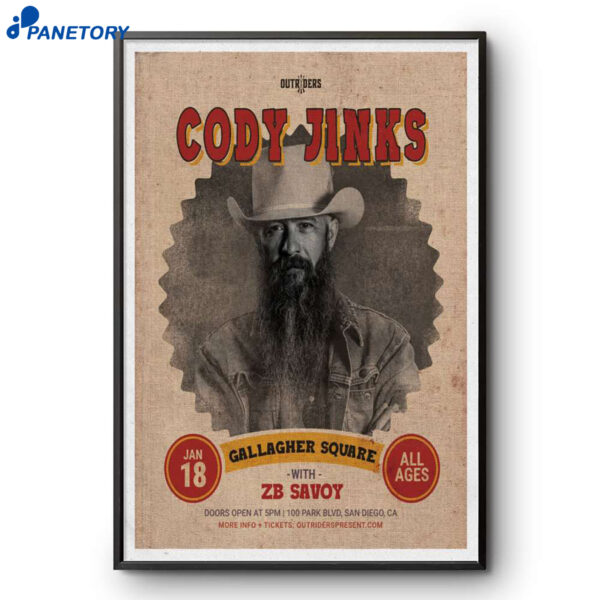 Cody Jinks San Diego Jan 18 2026 Poster
