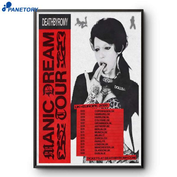 Deathbyromy UK And EU Shows 2026 Poster