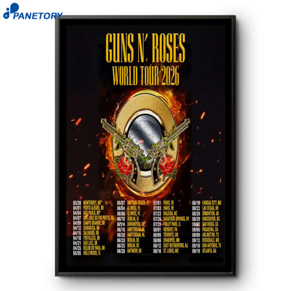 Guns N' Roses World Tour 2026 Poster