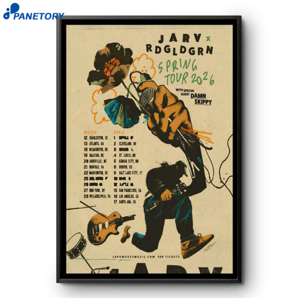 JARV And Red Gold Green Spring Tour 2026 Poster