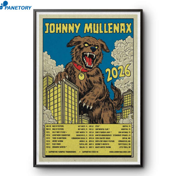 Johnny Mullena Tour Jan - Feb 2026 Poster