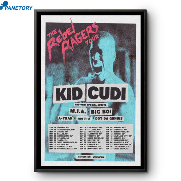 Kid Cudi The Rebel Ragers Tour North American 2026 Poster