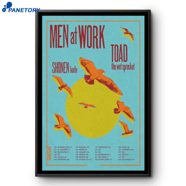 Men Work With Toad The Wet Sprocket And Shonen Knife Summer US Tour 2026 Poster