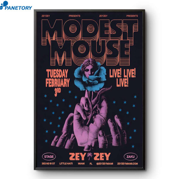 Modest Mouse Zeyzey Miami FL Feb 3 2026 Poster