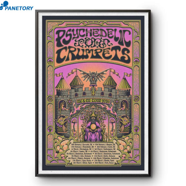 Psychedelic Porn Crumpets UK & Europe Shows Feb & Mar Tour 2026 Poster