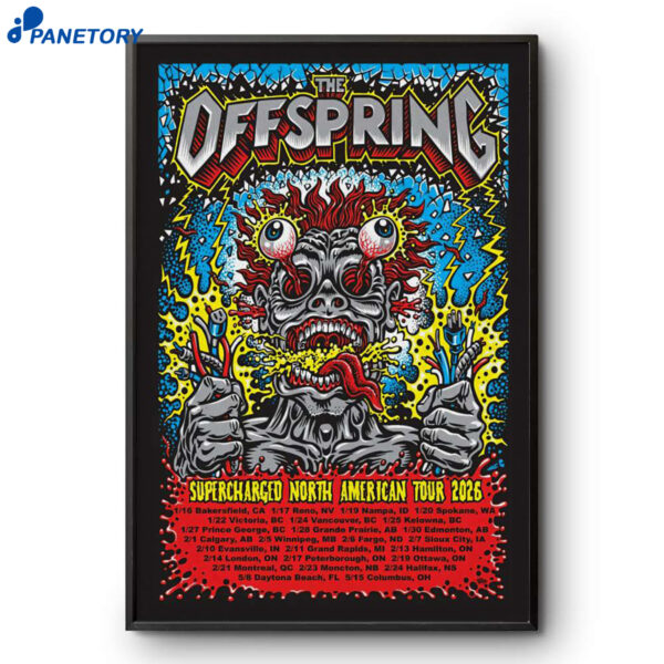 The Offspring Supercharged North American Tour 2026 Poster