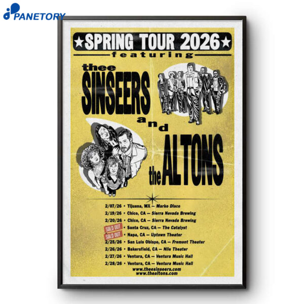 The Sinseers And The Altons Tour Spring 2026 Poster