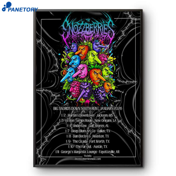 The Snozzberries Big Snords Down South Run Jan Tour 2026 Poster