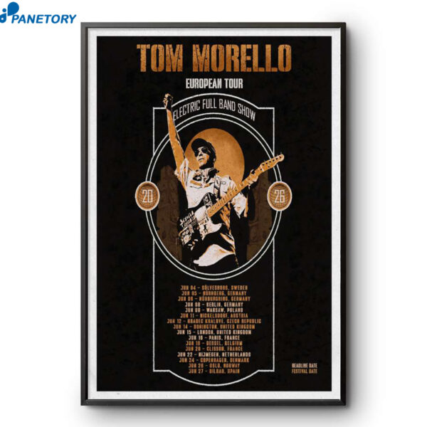Tom Morello European Tour 2026 Poster