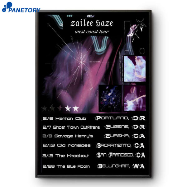 Zailee Haze West Coast Shows 2026 Poster