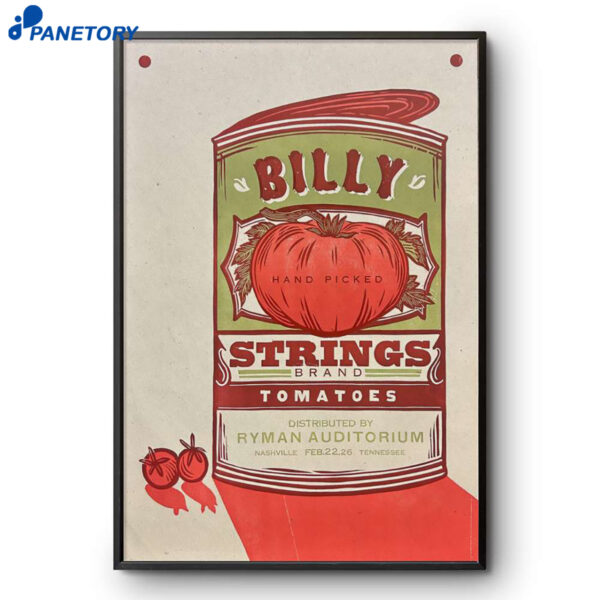 Billy Strings Nashville TN February 22 2026 Poster