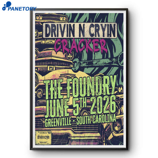 Drivin N Cryin Tour Greenville SC Jun 5 2026 Poster