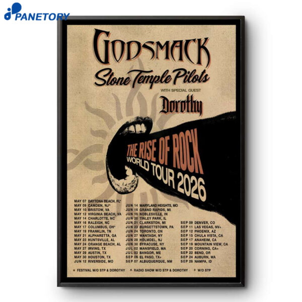 Godsmack Tour The Rise Of Rock World 2026 Poster
