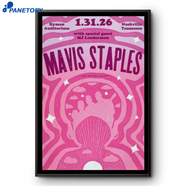 Mavis Staples Ryman Auditorium Nashville TN Jan 31 2026 Poster