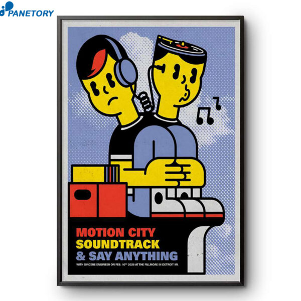 Motion City Soundtrack And Say Anything Tour Detroit MI Feb 10 2026 Poster