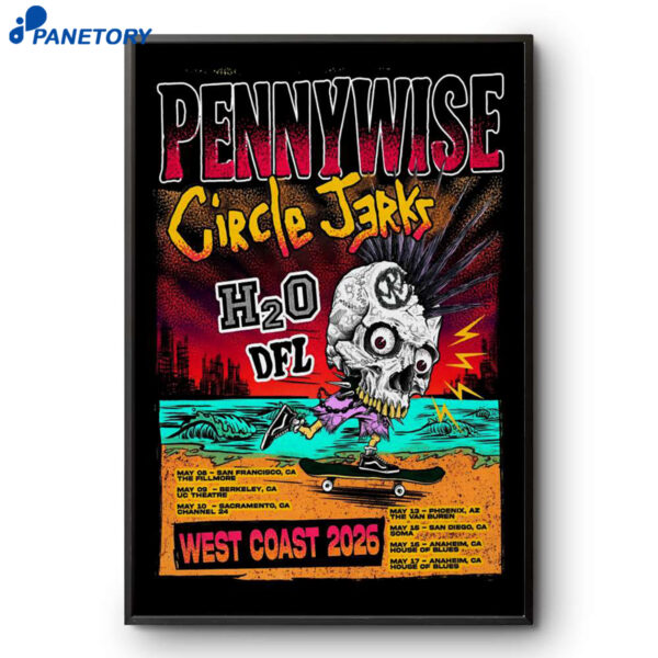 Pennywise And Circle Jerks West Coast May Tour 2026 Poster