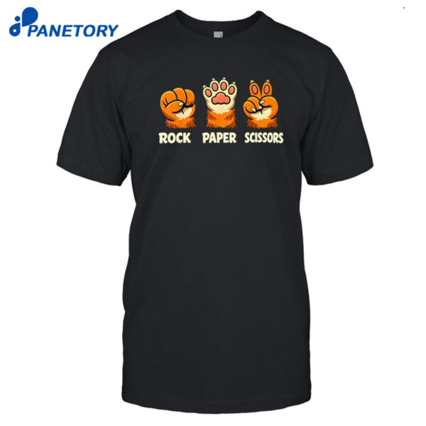 Retro Rock Paper Scissors Cat Paw Humor Pet Lover Meme Shirt