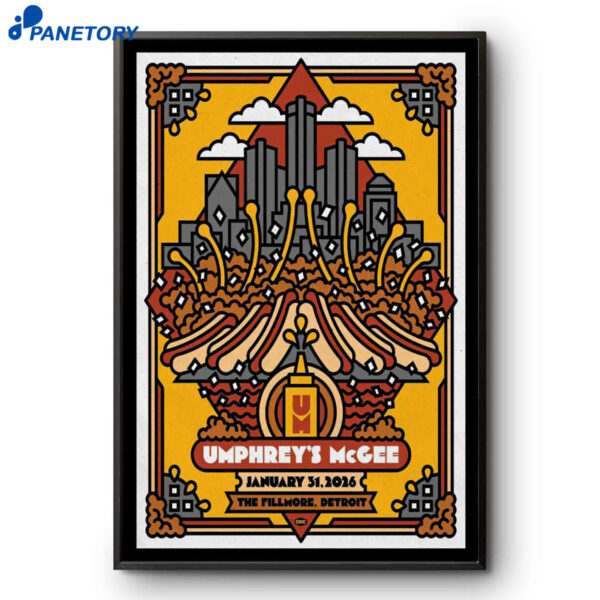 Umphrey's Mcgee The Fillmore Detroit Concert Jan 31 2026 Poster