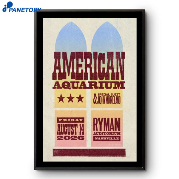 American Aquarium Ryman Auditorium Aug 14 2026 Poster