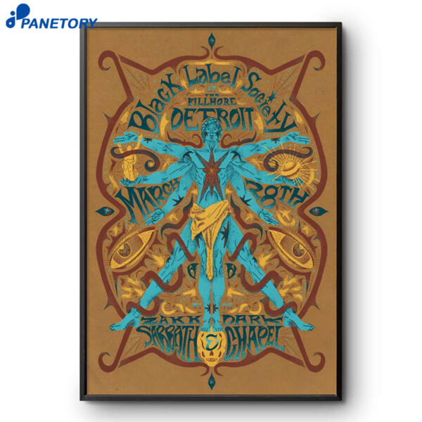 Black Label Society United Detroit MI Mar 28 2026 Tour Poster