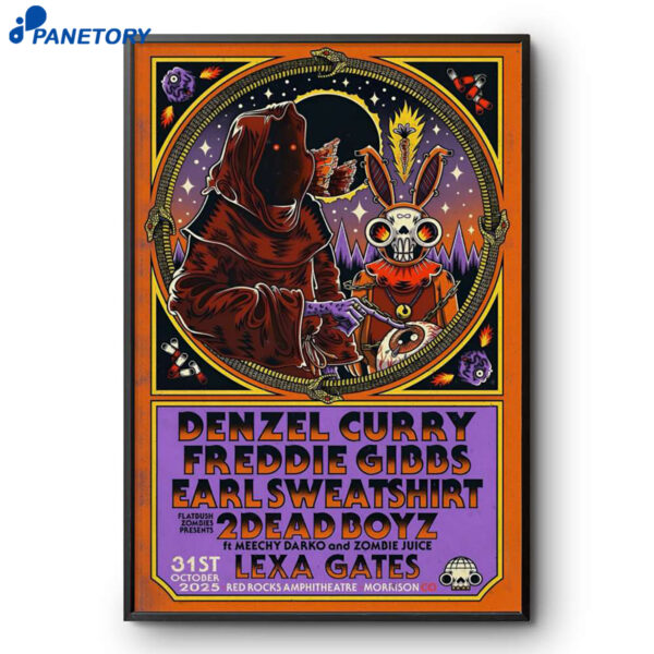 Denzel Curry And Freddie Gibbs With Earl Sweatshirt Red Rocks Amphitheatre Oct 31 2025 Poster