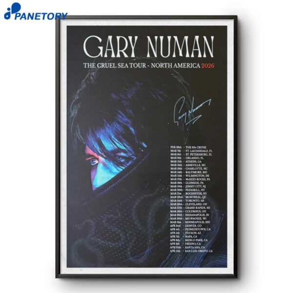 Gary Numan Signed Tour The Cruel Sea 2026 Poster
